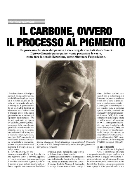 IL CARBONE, OVVERO IL PROCESSO AL PIGMENTO - Fotografia.it