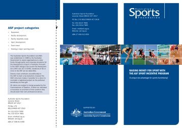 Raising Money for Sport brochure - Australian Sports Foundation