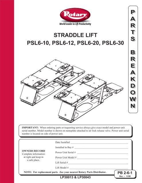 ROTARY PSL6 PIT LIFT.pdf - Atlantic Auto Suppliers