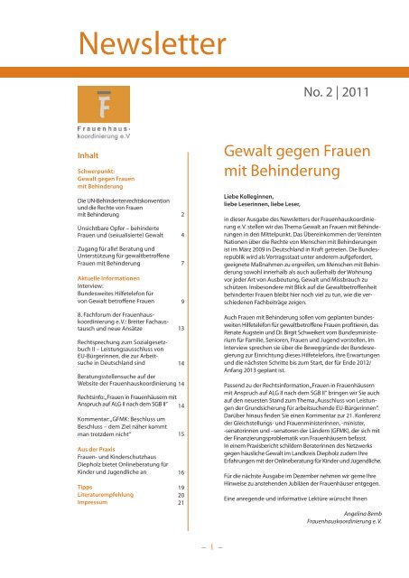 Newsletter 2/2011 - Frauenhauskoordinierung