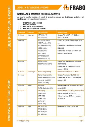 frabopress - attrezzature di installazione approvate