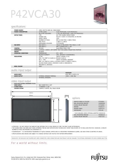 42“ colour plasma display monitor - Fujitsu General UK