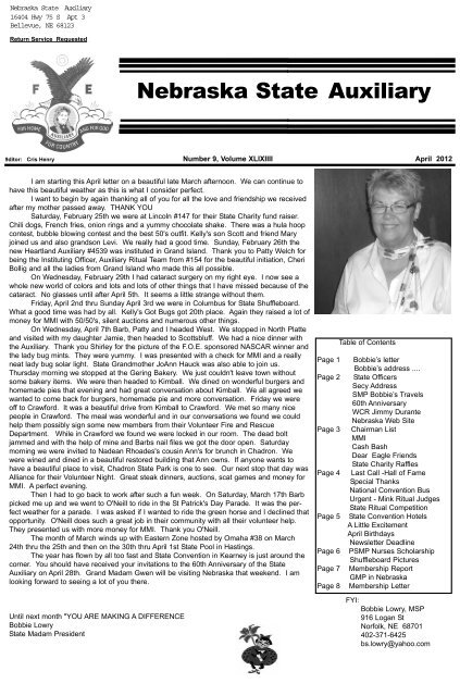 Nebraska State Auxiliary - Fraternal Order of Eagles