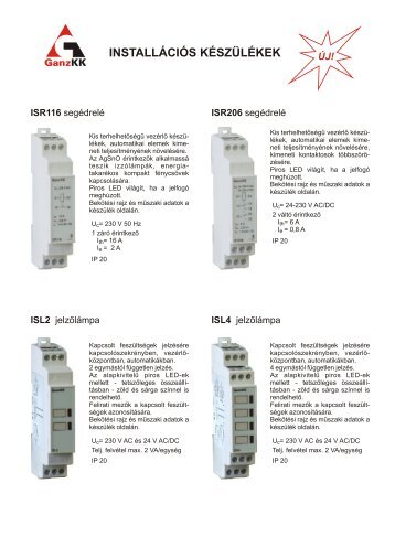 Installációs készülék - GANZ Kapcsoló- és Készülékgyártó Kft