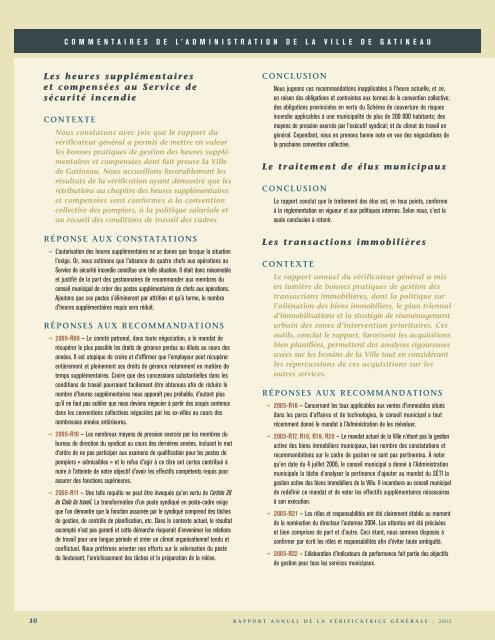 Rapport annuel de la vérificatrice générale ... - Ville de Gatineau