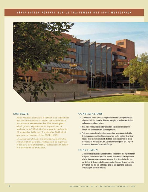 Rapport annuel de la vérificatrice générale ... - Ville de Gatineau