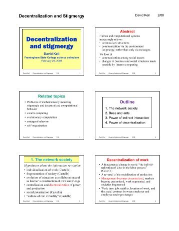 Decentralization and stigmergy - Framingham State University