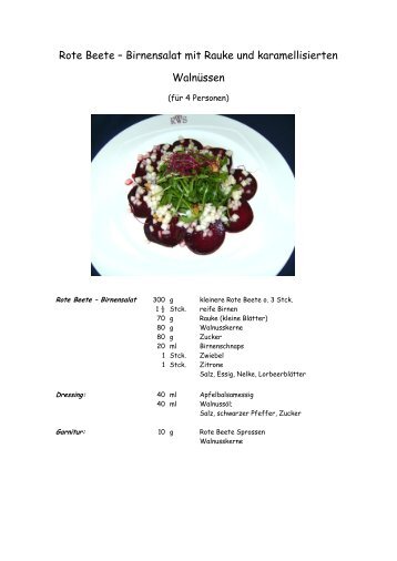 Rote Beete – Birnensalat mit Rauke und karamellisierten Walnüssen