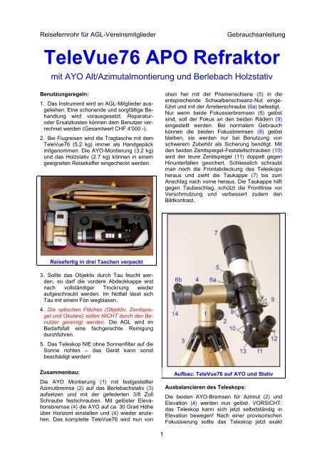 TeleVue76 Manual.pdf - Astronomische Gesellschaft Luzern