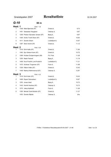 Resultatliste - Friidrett.no