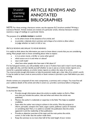 writing article reviews and annotated bibliographies writing article reviews and annotated bibliographies