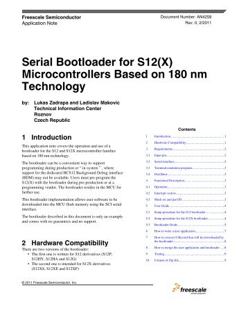 AN4258, Serial Bootloader for S12(X) Microcontrollers ... - Freescale