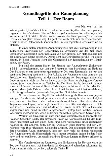 Ausgabe 1 - Fachschaft Raumplanung