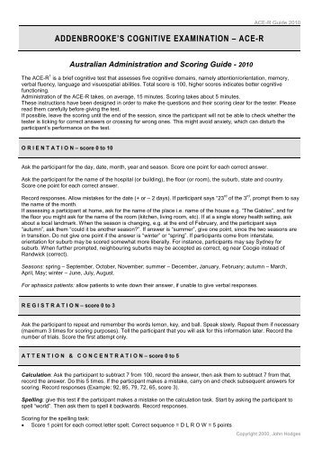 ADDENBROOKE'S COGNITIVE EXAMINATION – ACE-R