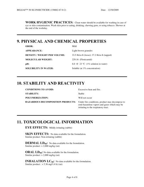 FLONICAMID 50SG INSECTICIDE - FMC Corporation