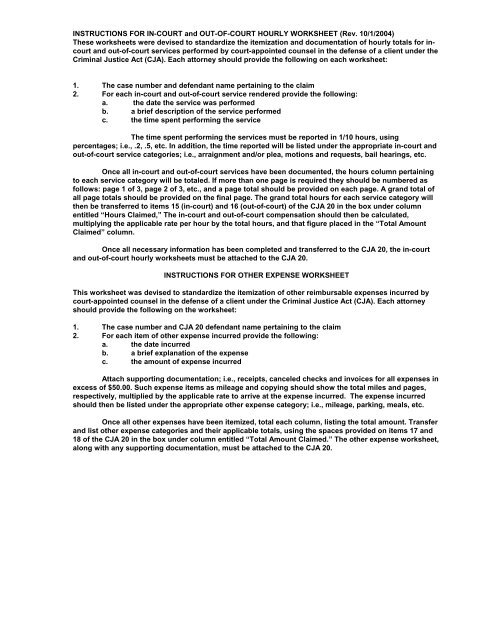 Criminal Justice Act Information Sheet and Worksheets