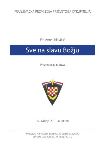 zbirke pjesama, slike, makete - Franjevačka provincija Presvetog ...