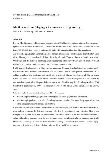 Musiktherapie mit Säuglingen im neonatalen Drogenentzug