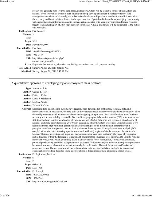 Final Report Supplement - Joint Fire Science Program