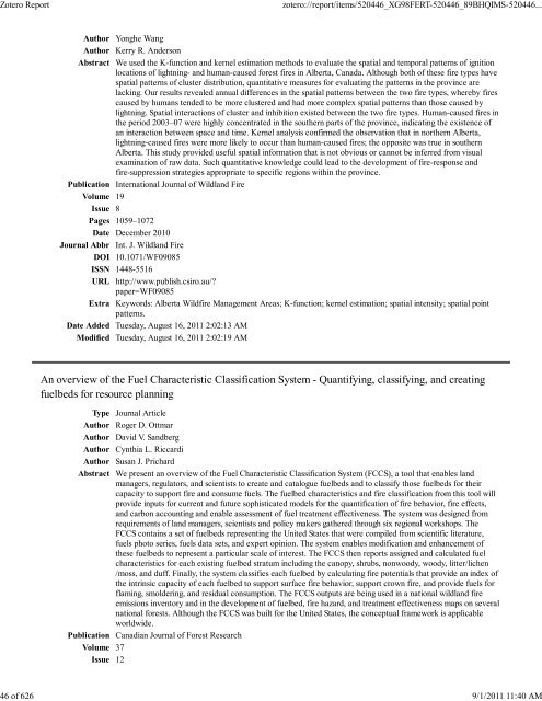 Final Report Supplement - Joint Fire Science Program