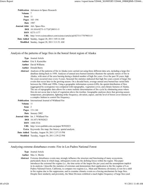 Final Report Supplement - Joint Fire Science Program