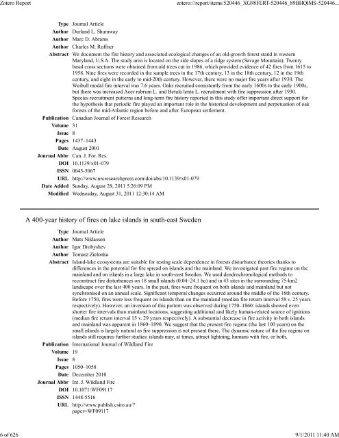 Final Report Supplement - Joint Fire Science Program