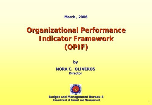 Organizational Performance Indicator Framework (OPIF)