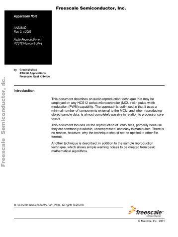 Audio Reproduction on HCS12 Microcontrollers - Freescale