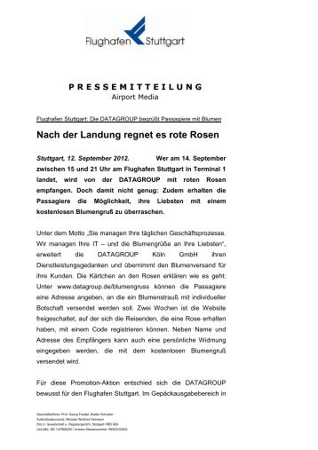 Nach der Landung regnet es rote Rosen - Flughafen Stuttgart