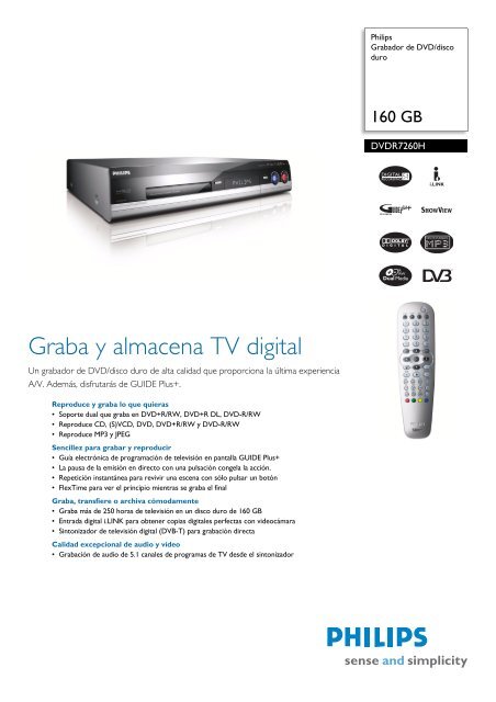 DVDR7260H/58 Philips Grabador de DVD/disco duro