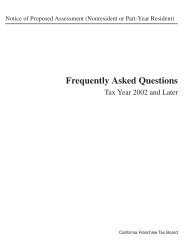 Frequently Asked Questions, Tax Year 2002 and Later - California ...
