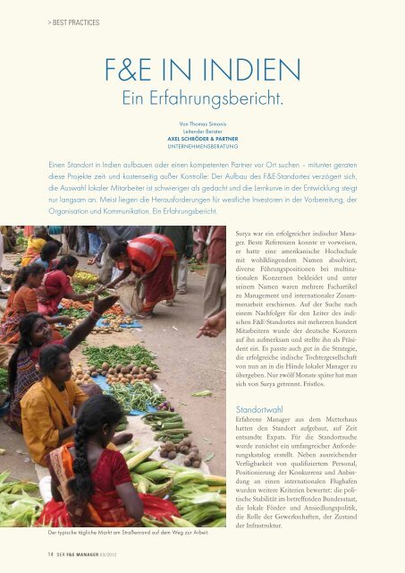 F&E IN INDIEN - der f&e manager
