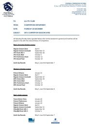 FFV 2013 Key Season Dates - Football Federation Victoria