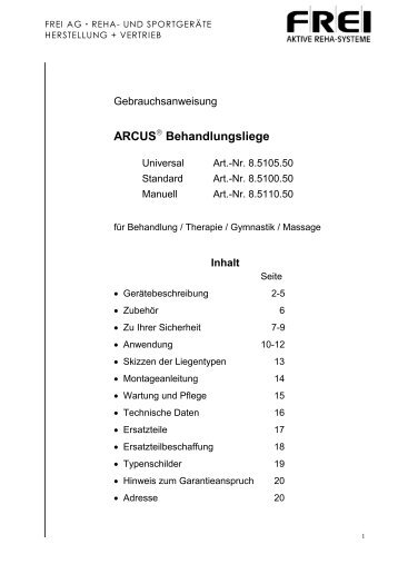 ARCUS Therapieliege - Frei AG