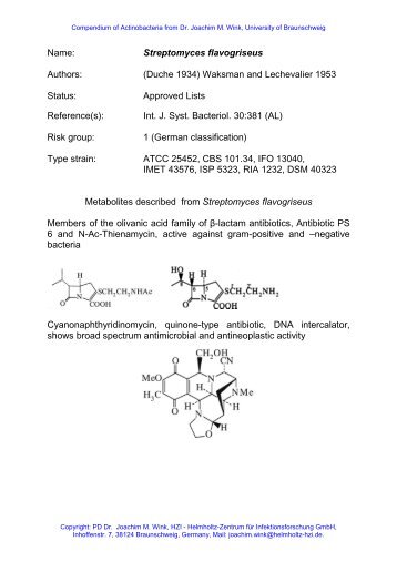 Name: Streptomyces flavogriseus Authors: (Duche 1934 ... - DSMZ