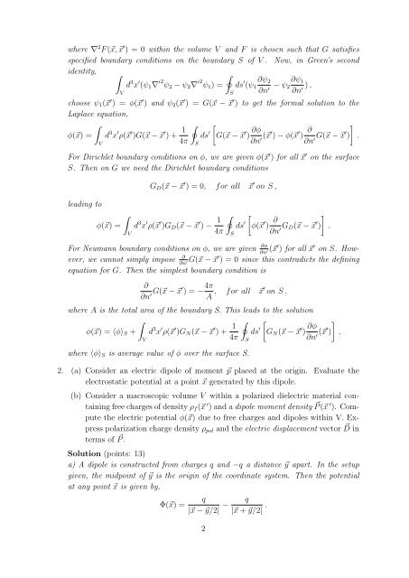 Final Examination Paper for Electrodynamics-I [Solutions]