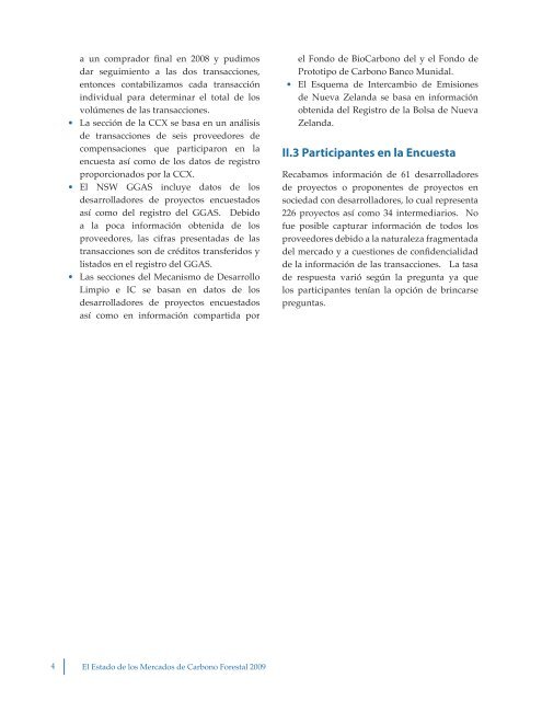 El Estado de los Mercados de Carbono Forestal 2009 - Forest Trends