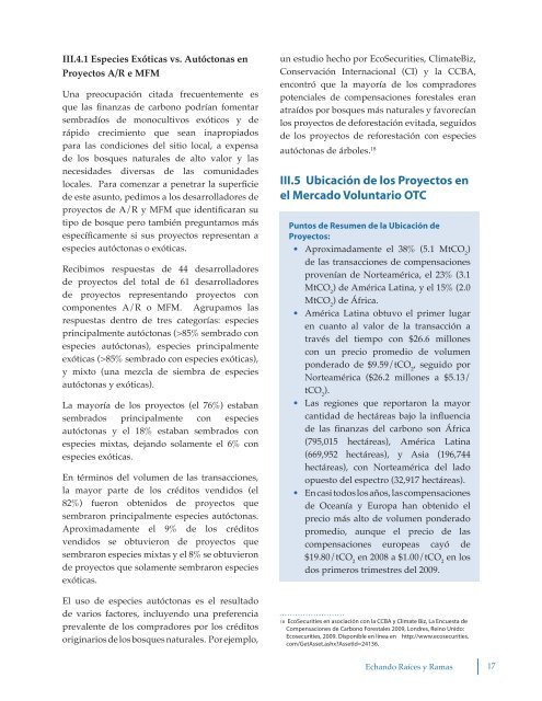 El Estado de los Mercados de Carbono Forestal 2009 - Forest Trends