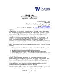 MGMT 547: Successful Negotiations - University of Washington ...