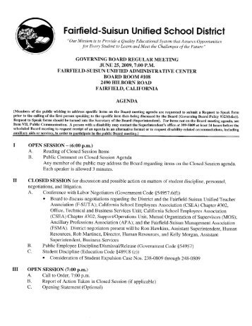 Agendas - Fairfield-Suisun Unified School District