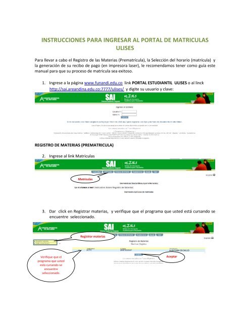 instrucciones para ingresar al portal de matriculas ulises