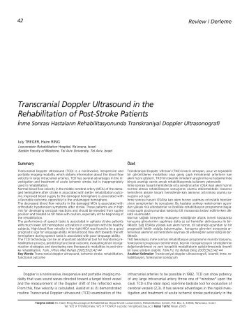 Transcranial Doppler Ultrasound in the Rehabilitation ... - FTR Dergisi