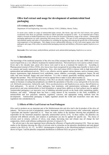 Olive leaf extract and usage for development of antimicrobial food ...