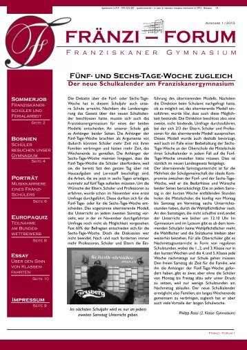 Ausgabe 01/2013 des Fränzi-Forums - Franziskanergymnasium Bozen