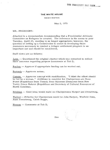 Interagency Task Force on Indochina Refugees - Gerald R. Ford ...