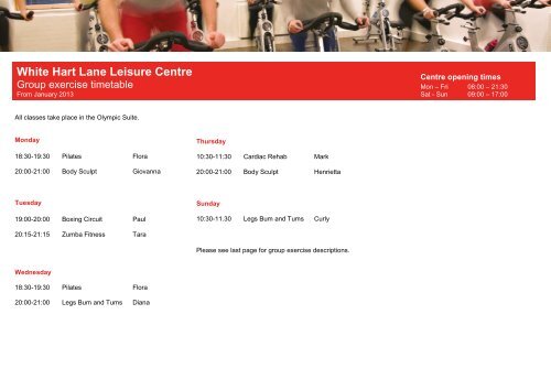 Group exercise timetables Haringey leisure centres - Fusion Lifestyle