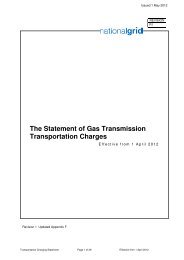 The Statement of Gas Transmission Transportation Charges