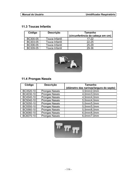 Umidificador Respiratório Manual do Usuário - FisioCare