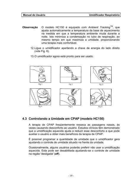 Umidificador Respiratório Manual do Usuário - FisioCare