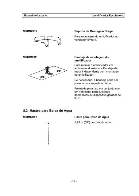 Umidificador Respiratório Manual do Usuário - FisioCare